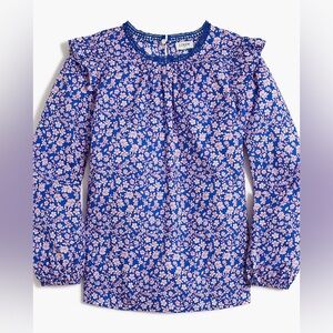 J. Crew Long-sleeve ruffle-shoulder top, Size XS